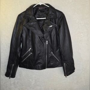 Alpinestars Blk Leather Motorcycle Women Jacket Y2K Sportswear Biker Moto Sz XL